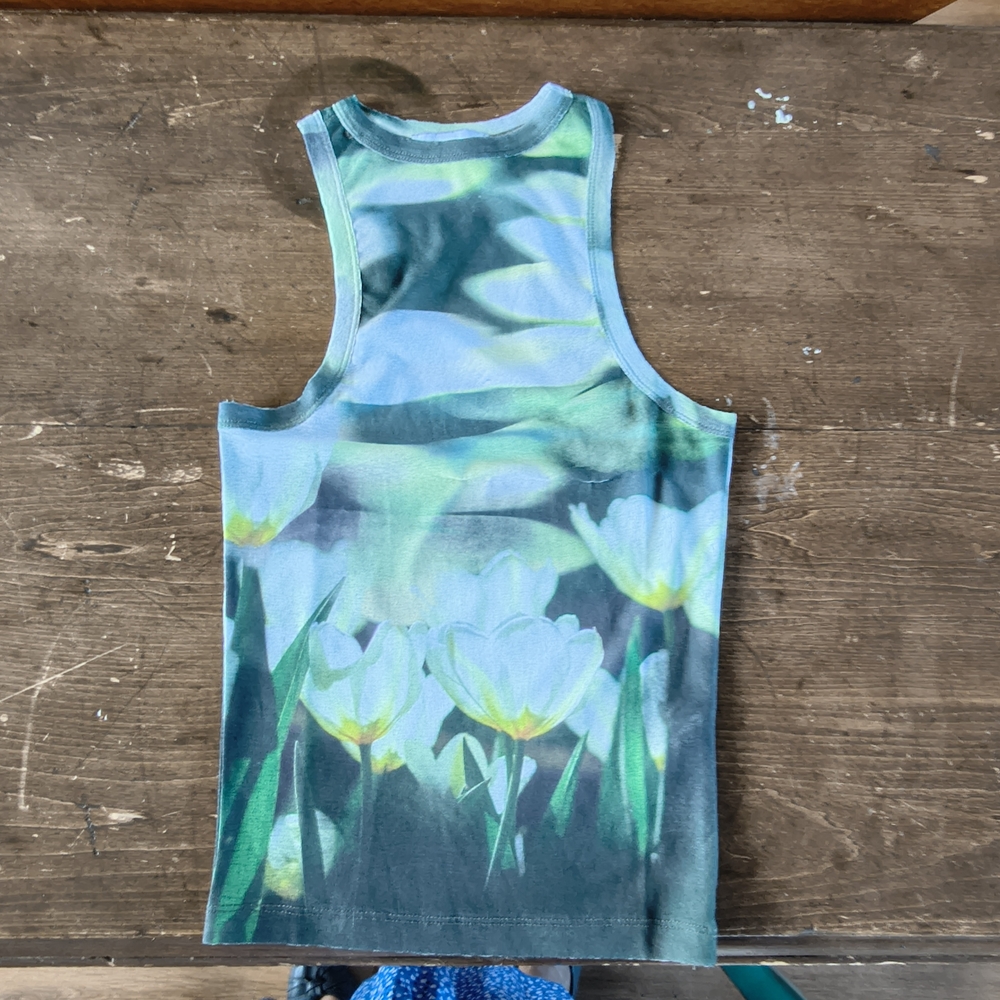 Topshop Green and White Tie-Dye Tee